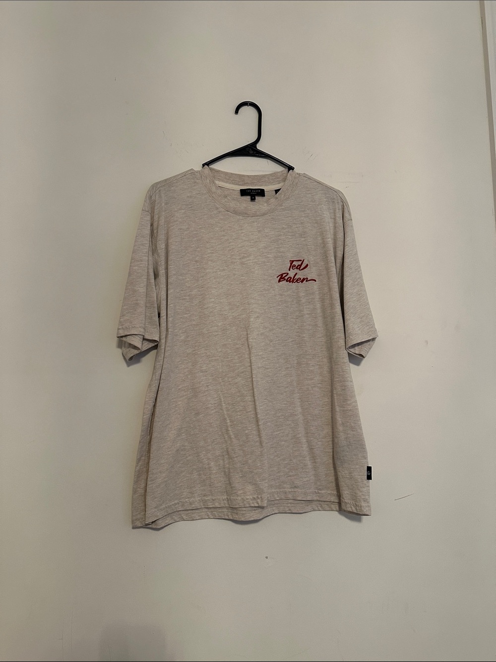 Ted Baker Short Sleeve Crew Tee in Light Gray with Red Script Logo